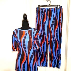 Stylish Blue and Red Women's Pantssuit.